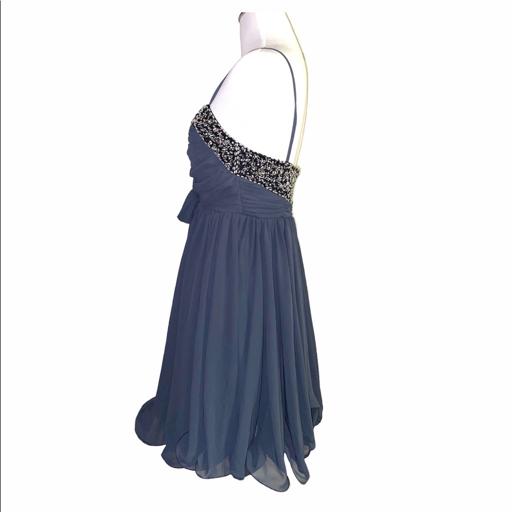 French Connection New! gorgeous bead embellished flowy dress, gray, size 4 NWT - Picture 8 of 15